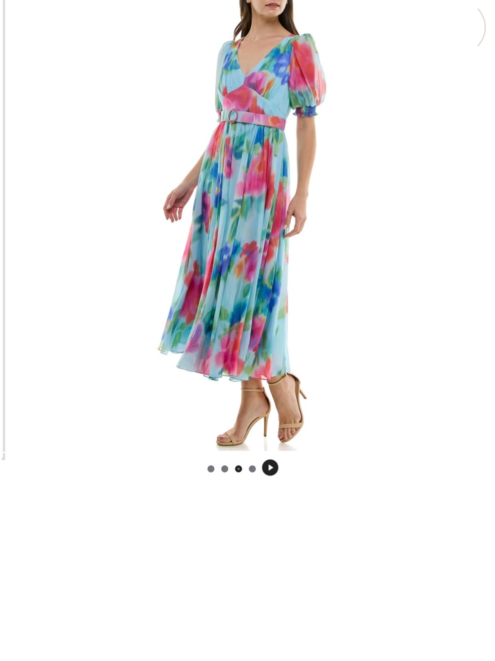 Taylor Floral Watercolor Midi Skirt - Pink, Blue, Green
